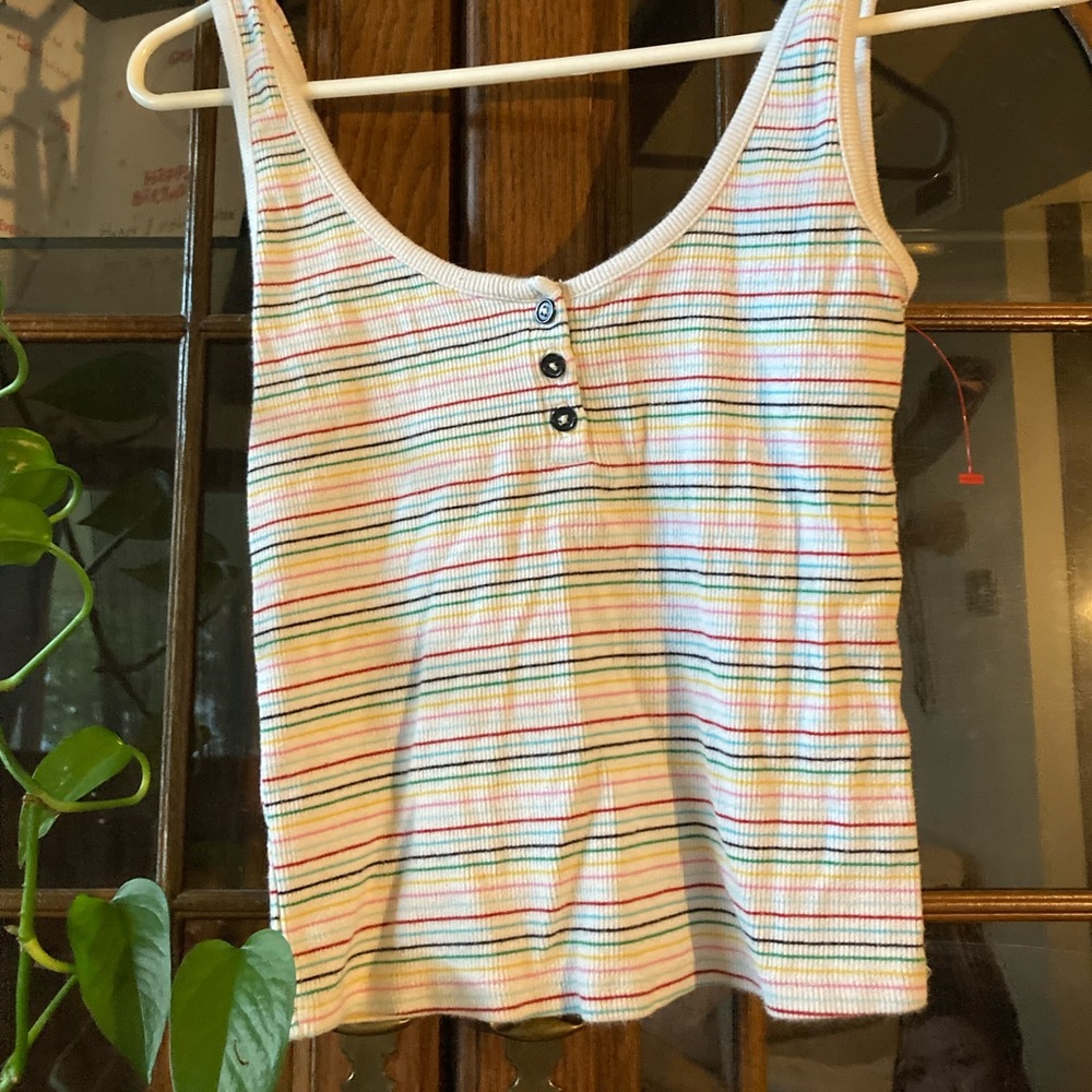 Forever 21 White Colorful Striped Tank Top
